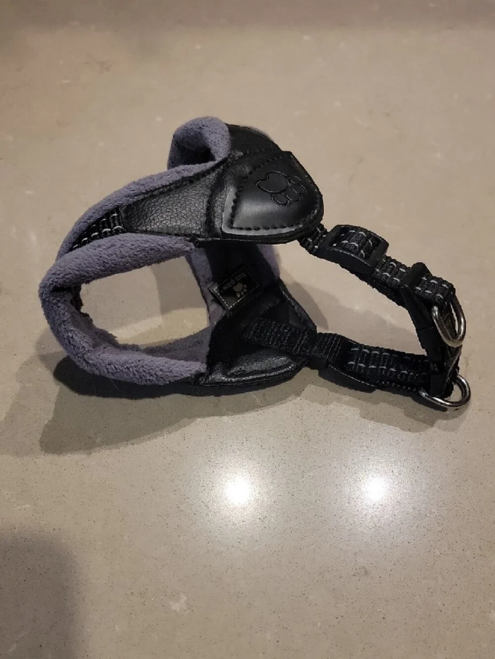Dog Harness Plush/padded Grey with Black Sz S